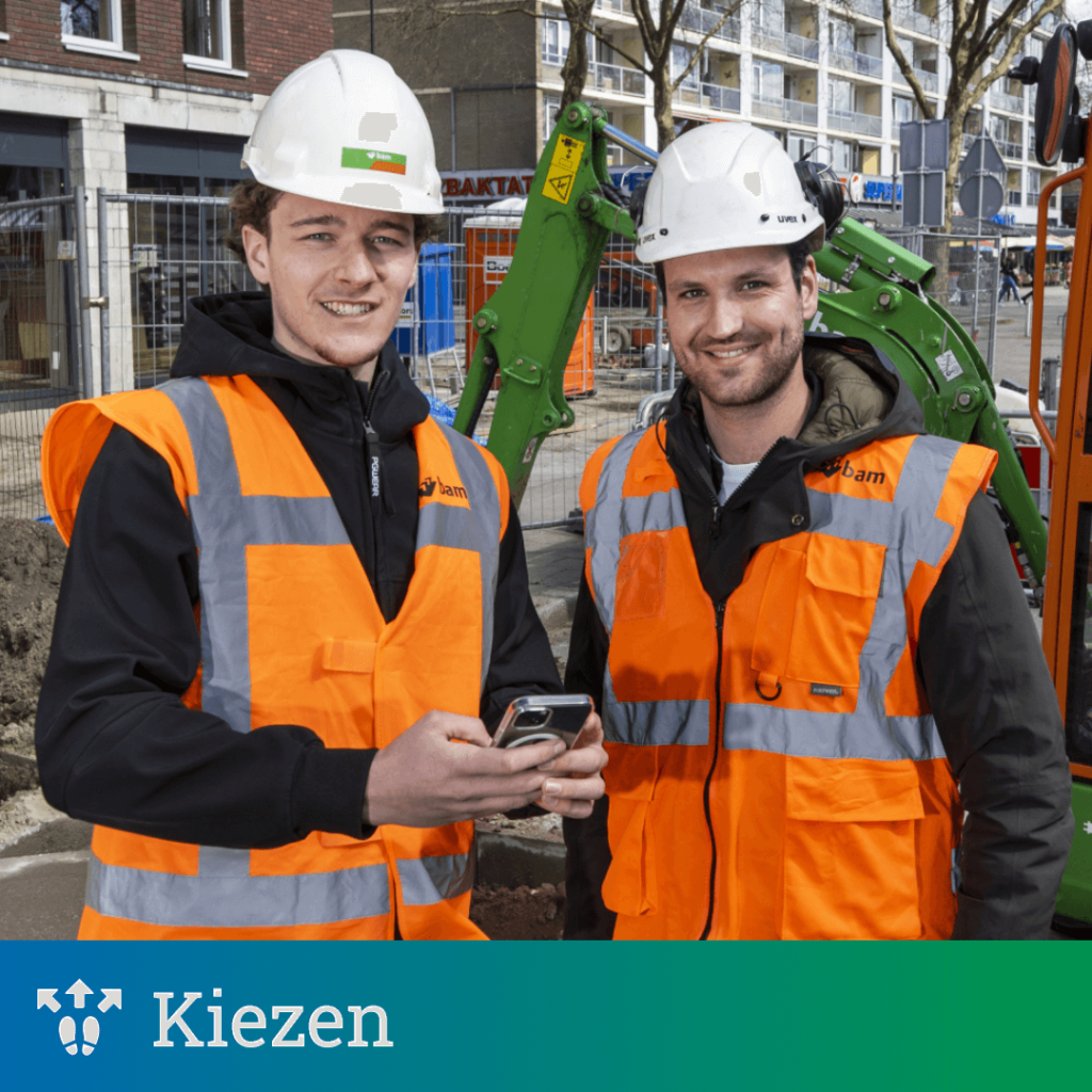 Studenten Youri en Bart studeren Civiele Techniek aan de @HAN. Ze kozen voor een specialisatie in de Infra, omdat ze ‘graag binnen én buiten werken’.